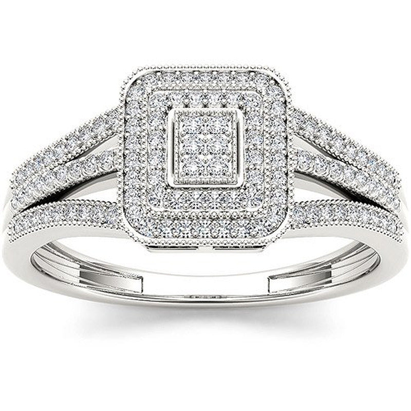 1/6 Carat T.W. Diamond Cluster 10Kt White Gold Engagement Ring