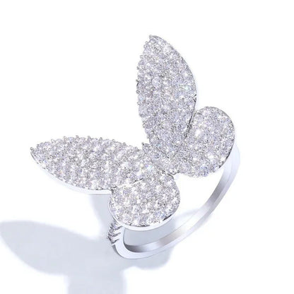 925 Silver Ring Butterfly Ring Statement Crown Ring Natural Gemstones Ring Weddi
