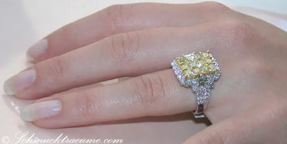 Sparkling 925 Sterling Silver Natural Gemstone Citrine Diamond Cluster Ring Part