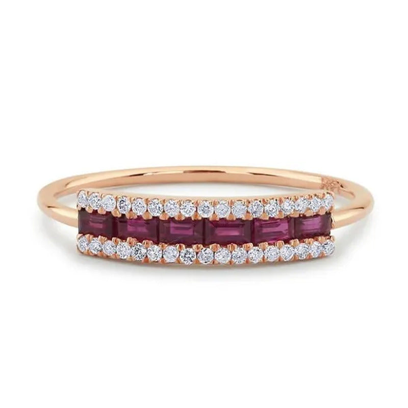 New Brand Women Fashion White Sapphire/Ruby Ring Gold-Plated Zircon AAA Lovers R