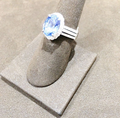 SAPPHIRE OVAL SHAPE DIAMOND ROUND BRILLIANT SHAPE RING