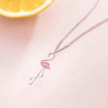 Romantic Elegant Engagement Wedding Linkchain Animal Shape Flamingo Pendant Neck