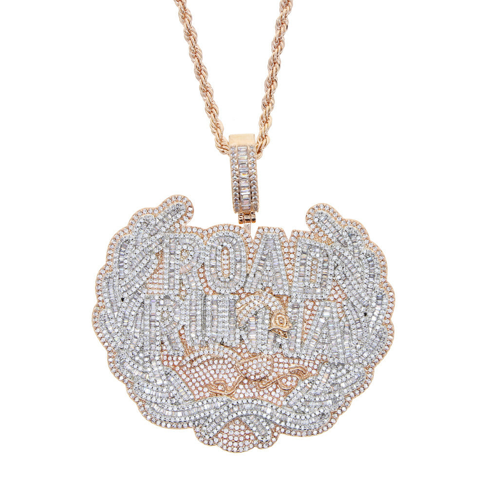 Large Size Letter Road Runna Pendant Full of Diamonds