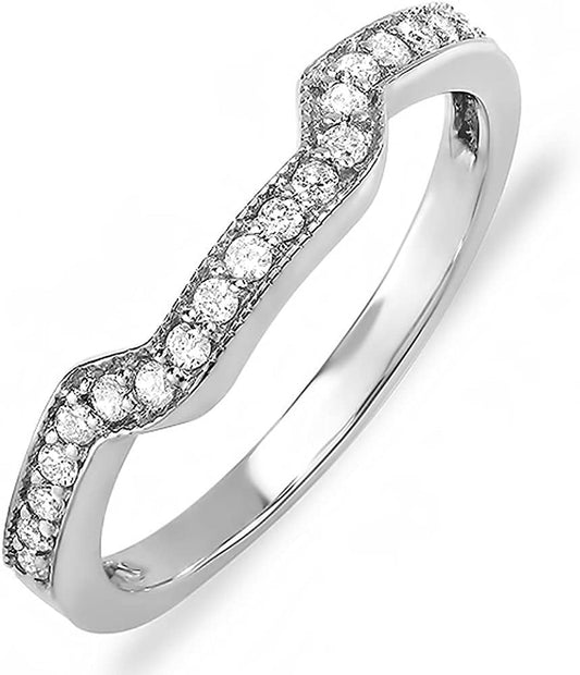 0.20 Carat (Ctw) 14K White Gold Plated round Diamond Ladies Anniversary Wedding
