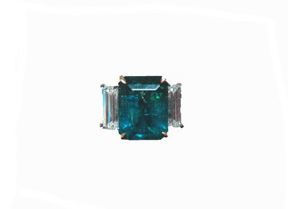 rectangular emerald 4.00 cttw diamond two emerald shape side diamond set ring