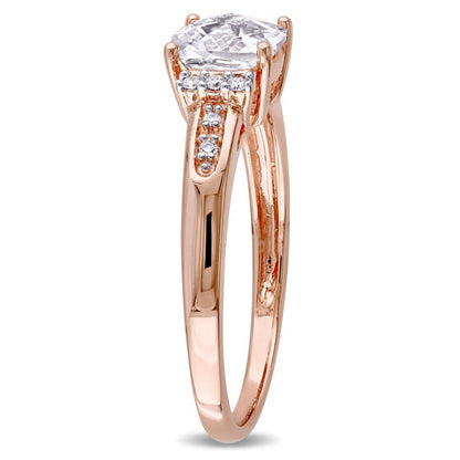 Women'S 1-1/4 Carat T.G.W. Cushion Checkerboard-Cut Created White Sapphire and R