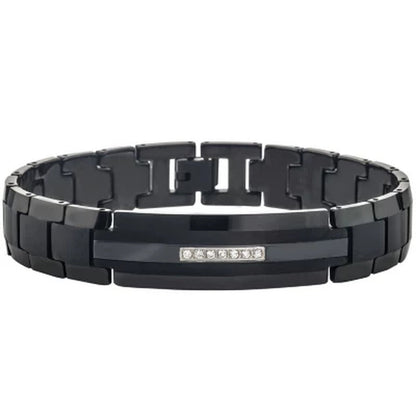 Men'S Diamond Black Tungsten Carbide ID Bracelet (0.20 Carats, H-I I2)