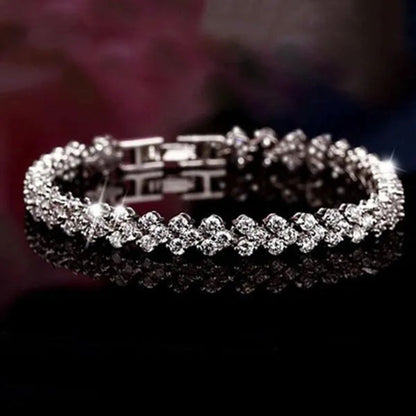 Luxury Fashion Women'S Creative Crystal Bracelet Golden Leaf Bracelet Zircon Bra