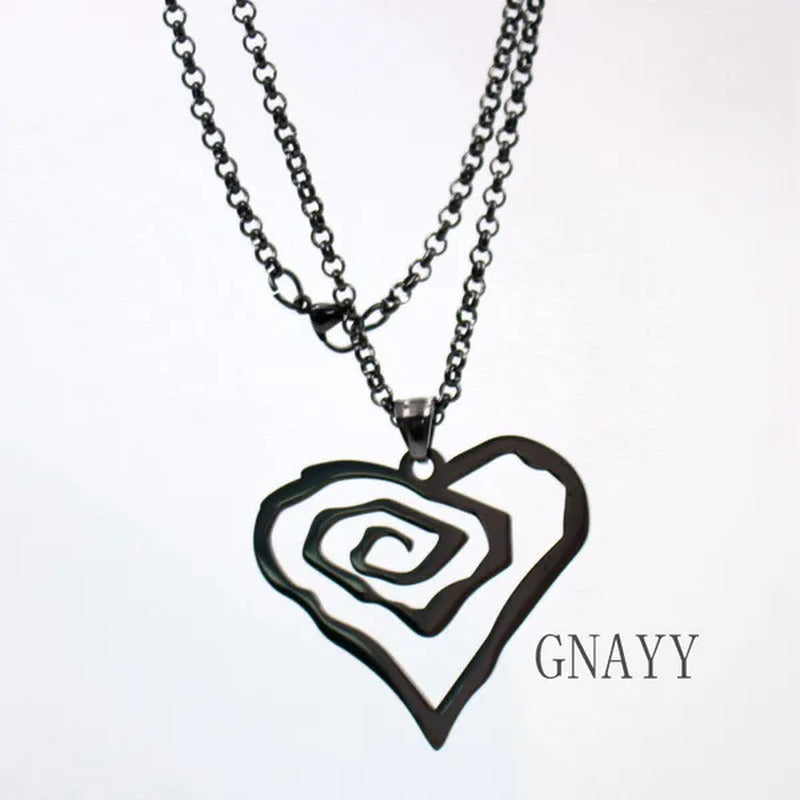 Black Marilyn Manson Heart ROSE Charm NEW MM Rose TOP round Chain 18-36Inch Neck