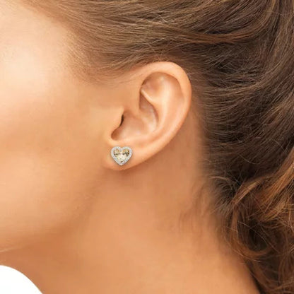 14K Yellow Gold Diamond Cut Heart Earrings