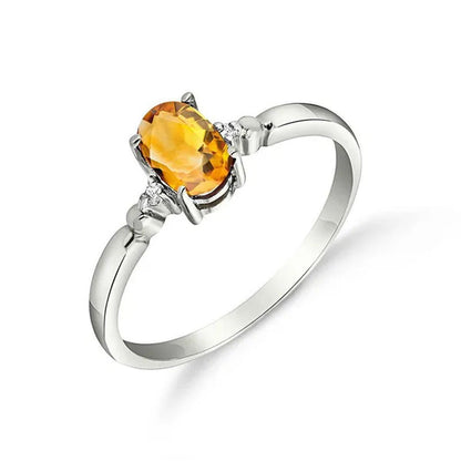 14K Yellow, White, Rose Gold Ring with Natural Diamonds and Oval-Shaped Citrine