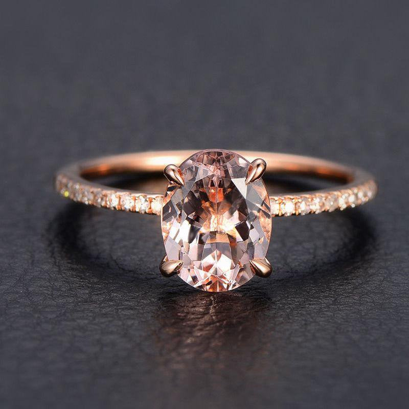 Limited Time Sale 1.25 Carat Morganite and Diamond Engagement Ring in 10K Rose G