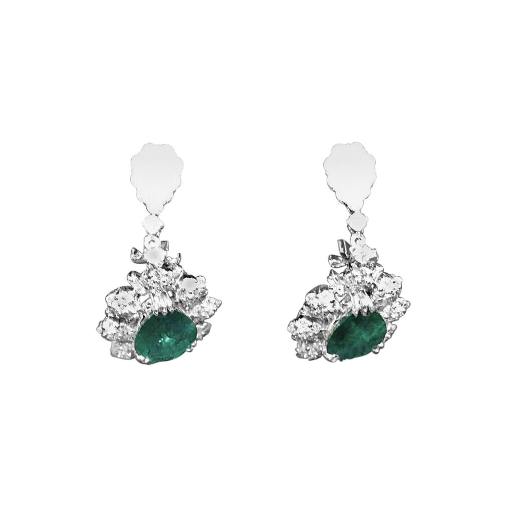 EMERALD GREEN PEAR SHAPE DIAMOND BAGUETTE  ROUND BRILLIANT SHAPE