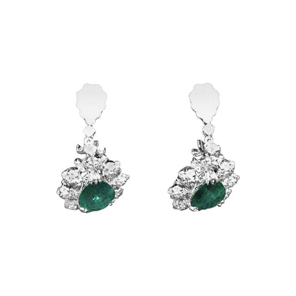 EMERALD GREEN PEAR SHAPE DIAMOND BAGUETTE  ROUND BRILLIANT SHAPE