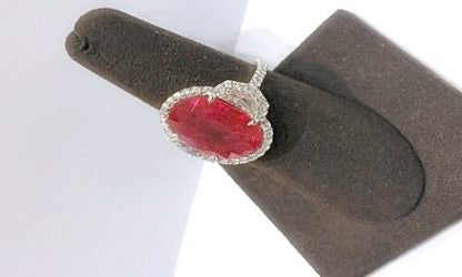AIGS CERTIFIED NATURAL VIVID RED COLOR RUBY OVAL SHAPE SET UNIQUE HALFMOON ROUND