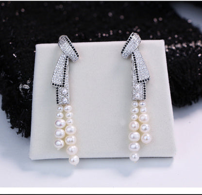Women'S Light Luxury Tassel Natural Pearl Earrings