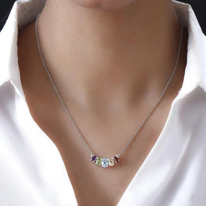 925 Sterling Silver Oval Sky Blue Topaz Necklace for Women Cttw 1.9 Fashion Gift