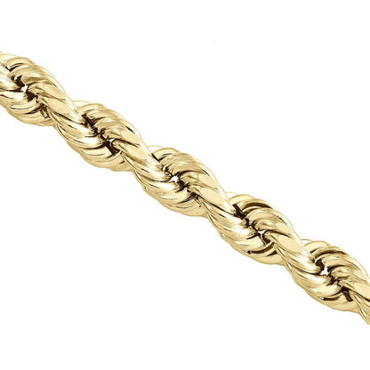 10K Yellow Gold 10Mm Diamond Cut Hollow Rope Link Chain Necklace 28 Inches