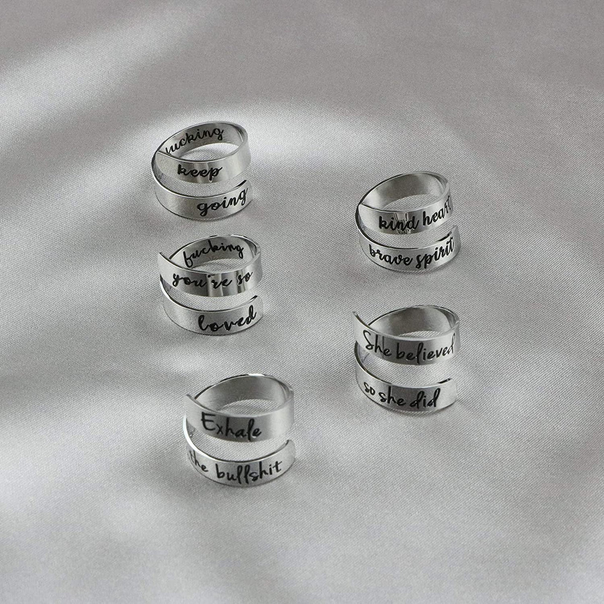 Adjustable Ring Inspirational Jewelry Personalized Stainless Steel Rings Birthda