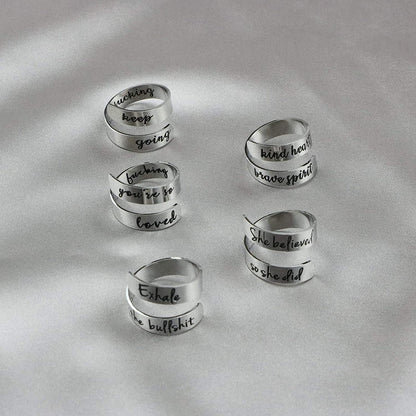 Adjustable Ring Inspirational Jewelry Personalized Stainless Steel Rings Birthda