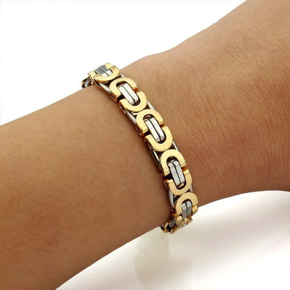 Davieslee Mens Fashion Flat Byzantine Link Silver Tone Stainless Steel Chain Bra