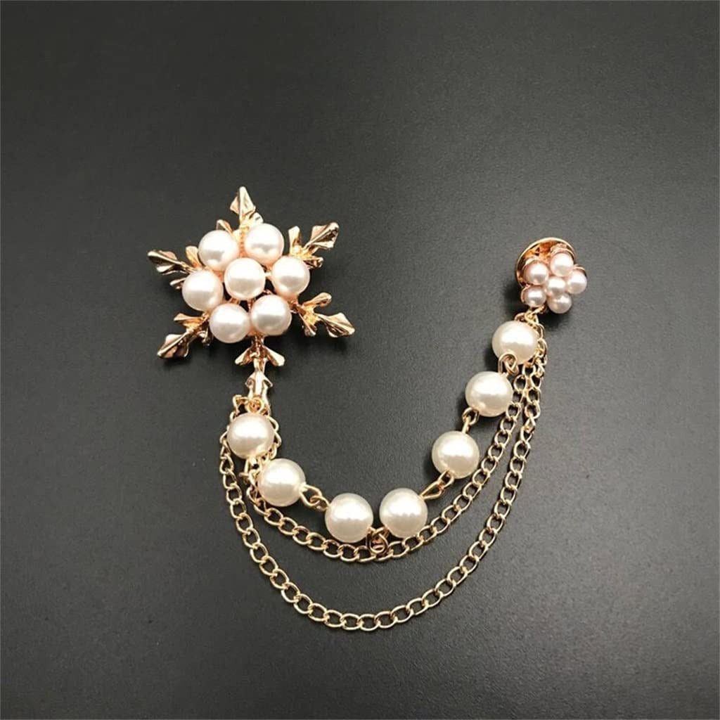 QUUL Korean Jewelry Fashion Pearl Ice Flower Tassel Brooch Korean Version Corsag