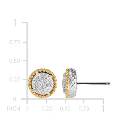 0.20 CT. T.W. Diamond Halo Pendant and Earring Set in Sterling Silver and 14K Ye