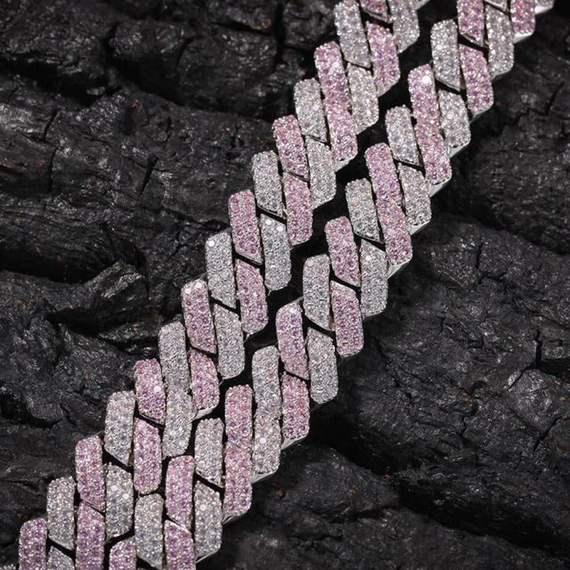 Prong 13Mm Cuban Chain Micro Pave Cubic Zircon Mixed Luxury Bling Bling Full