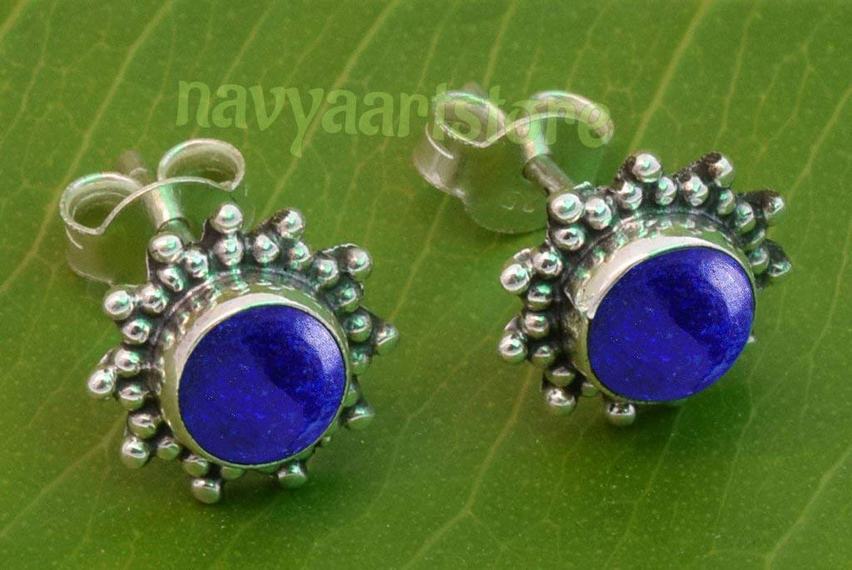 925 Sterling Silver Gemstone Stud Post Earrings - Gemstone Stud Earring Gift Jew