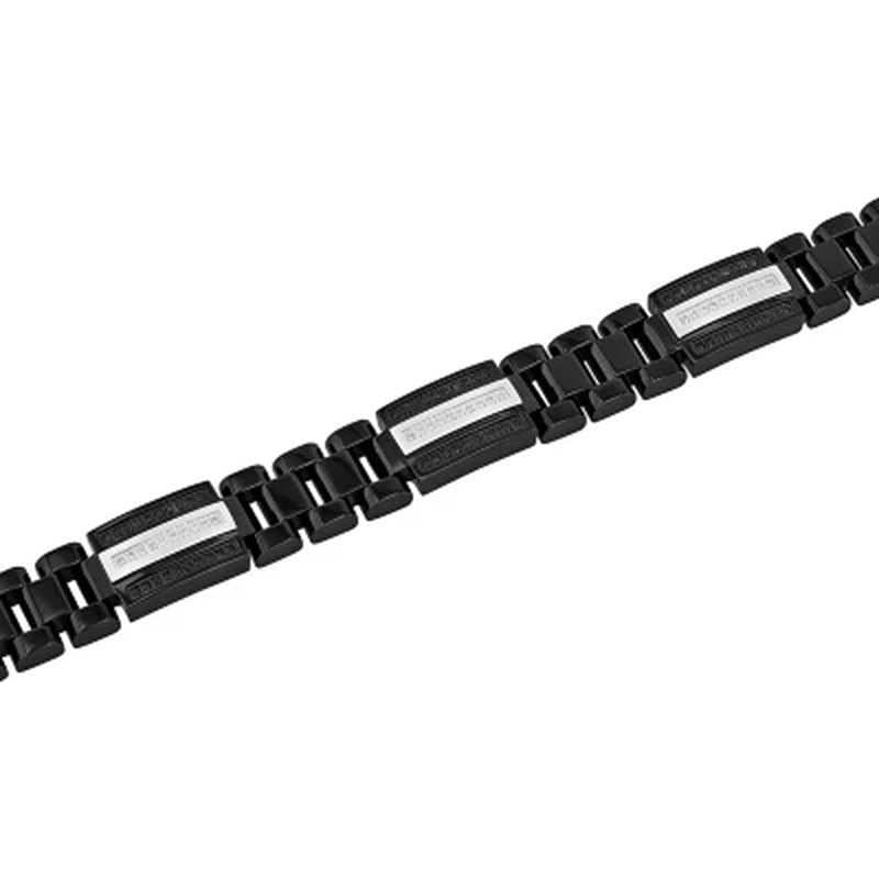 0.81CT. TW. Black & White Diamond Stainless Steel Bracelet