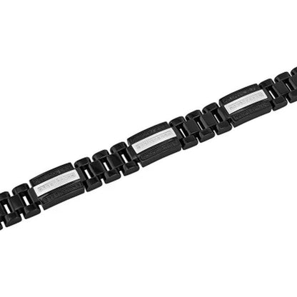 0.81CT. TW. Black & White Diamond Stainless Steel Bracelet