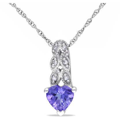 Miabella Women'S 3/8 Carat T.G.W. Heart-Shape Tanzanite and Round-Cut Diamond Ac
