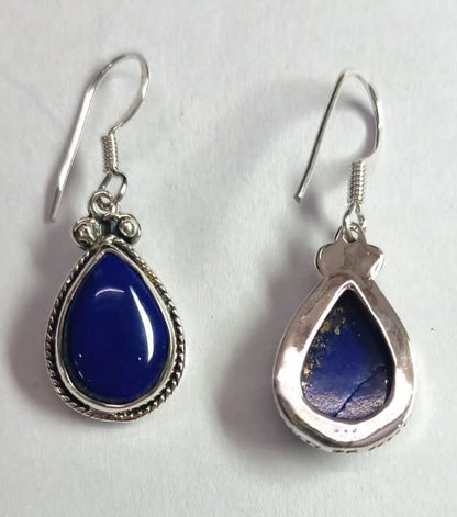 925 Sterling Silver Earring Lapis Lazuli Earring Handmade Gemstone Earring Pear