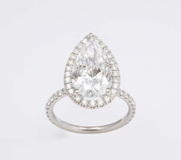 5 Carat D Color Pear Shape Engagement Ring GIA Certified