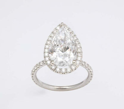 5 Carat D Color Pear Shape Engagement Ring GIA Certified