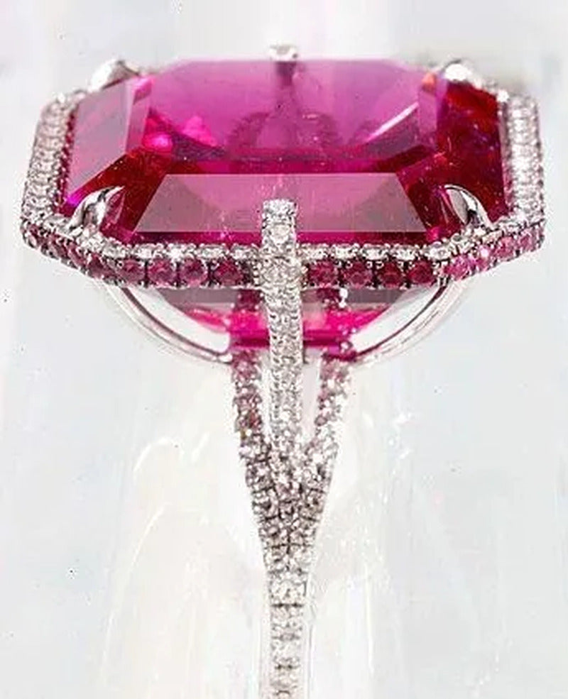 Stunning Women'S 925 Sterling Silver Cut 9.36CT Red Ruby Diamond Jewelry Proposa