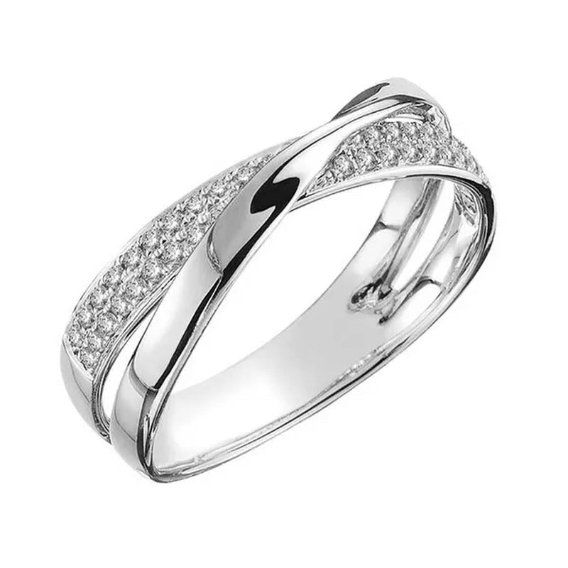 Newest Fresh Two Tone X Shape Cross Rose Gold Ring Fashion Wedding Engagement Di