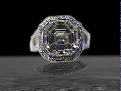 EGL CERTIFIED H COLOR VS2 CLARITY DIAMOND ASSCHER SHAPE CENTER ENGAGEMENT RING