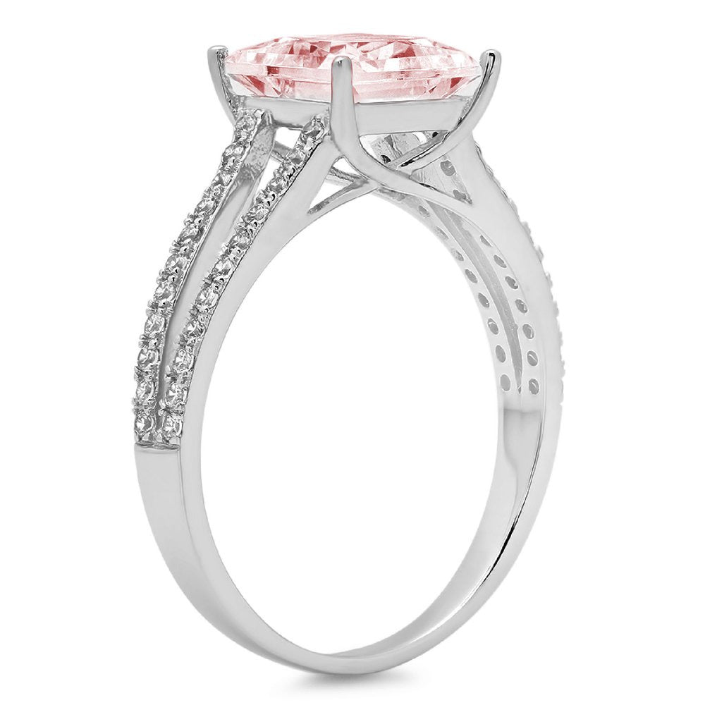 2.44Ct Princess Cut VVS1 Genuine Conflict Free Pink Simulated Diamond Real Stamp