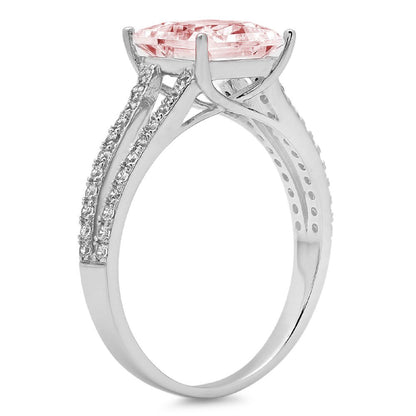 2.44Ct Princess Cut VVS1 Genuine Conflict Free Pink Simulated Diamond Real Stamp
