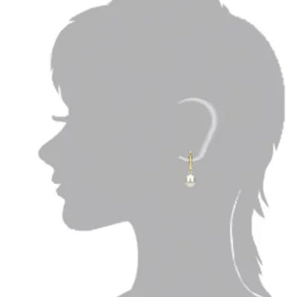 7-8Mm Freshwater Pearl Diamond Cut Leveback Earrings in 14K Yellow Gold