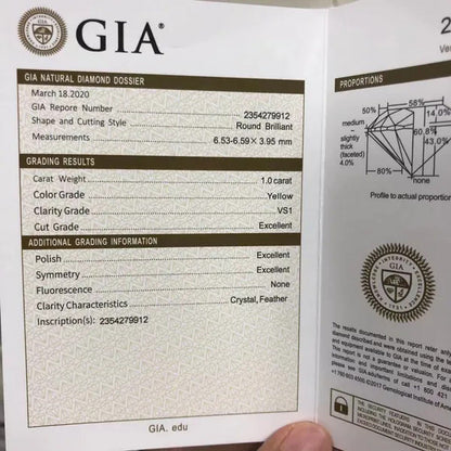 5.0Mm 0.5Ct Yellow Diamond round Excellent Cut Loose Gemstone with GIA Certifica