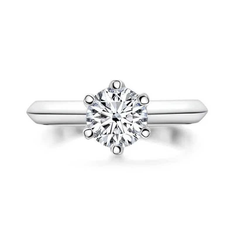18K White Gold 2Ct round Cut Moissanite Solitaire Six Claw Diamond Engagement We