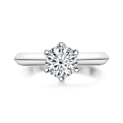 18K White Gold 2Ct round Cut Moissanite Solitaire Six Claw Diamond Engagement We