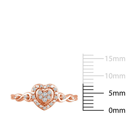 Color of Love 1/10 Cttw Diamonds Promise Ring in 10KT Pink Gold with Garland of