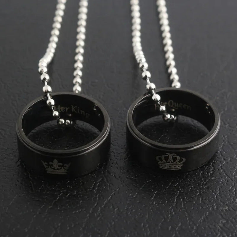 Jewelry Her King His Queen Crown Wedding Ring Necklace Fashion Pendant for Men a