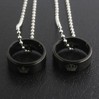Jewelry Her King His Queen Crown Wedding Ring Necklace Fashion Pendant for Men a