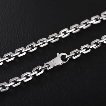 Real Silver 6Mm Fashion Horn Chain Necklace Man Male 925 Sterling Silver