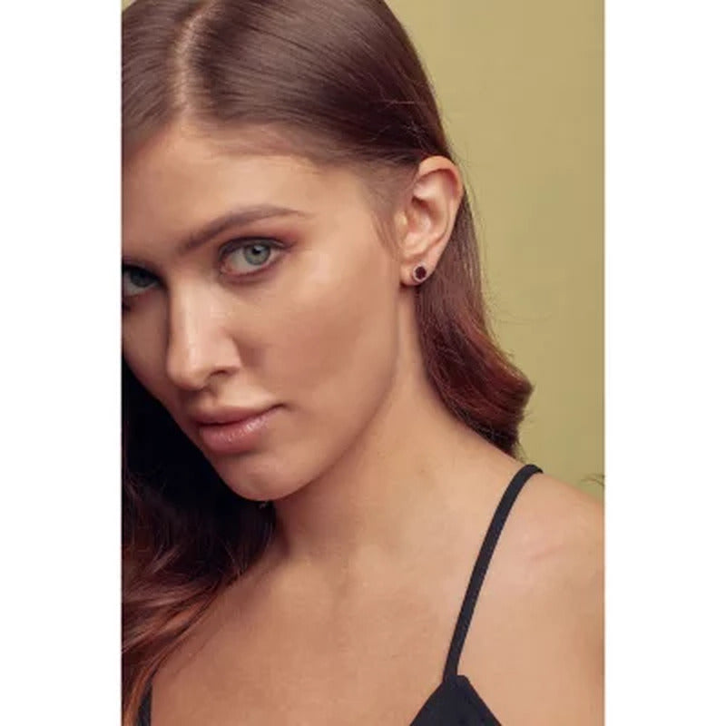 2.0 CT. T.W. Garnet and 0.13 CT. T.W. Diamond Earrings in 14K Rose Gold