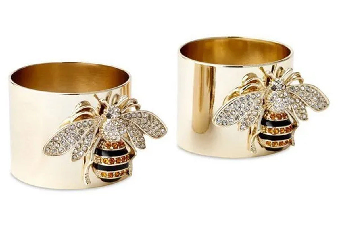 YOHAPP Unique Steam Punk Jewelry Gold Plated Diamond Bee Ring Bee Jewelry Wide B
